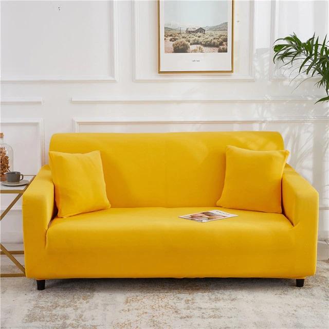 Elastyczny pokrowiec na kanapę 2 osobową - kolorowy Interior Dream Kanarkowy Żółty od 145 do 185 cm (kanapa 2 osobowa) 