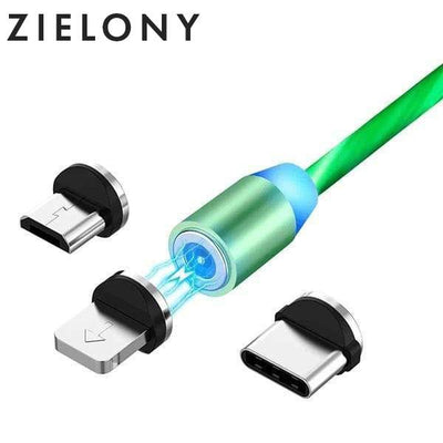 Magnetyczny kabel do ładowania z podświetleniem Interior Dream starszy telefon z androidem (micro USB) Zielony